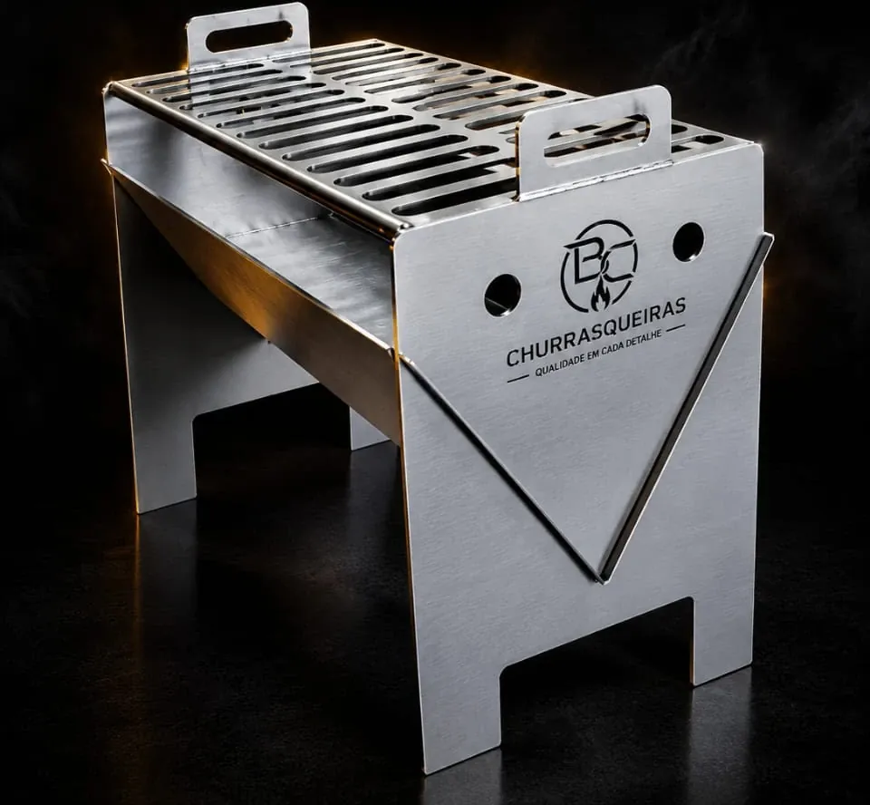 Churrasqueira B.C VULKAN, de chão, corpo em aço galvanizado e grelha em aço inox
